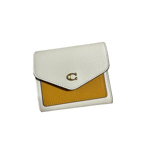 Coach Trifold Wallet w/ coin slot  Coach WYN Cream Mustard - Picture 1 of 5